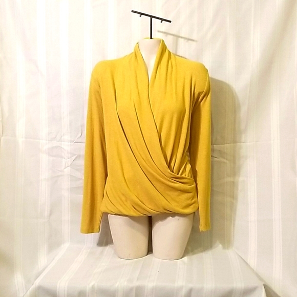 Philosophy Sweaters - Ladies Philosophy Yellow Wrap Around Top Size L